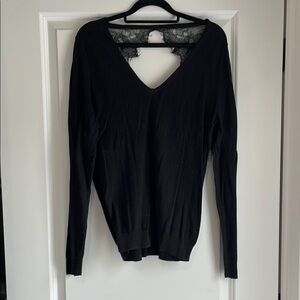 Black Lace Detail Women's Top